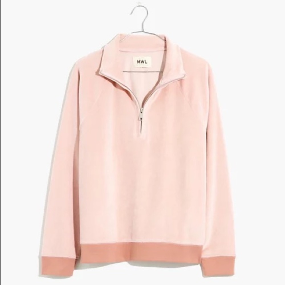 Madewell mwl velour half-zip sweatshirt